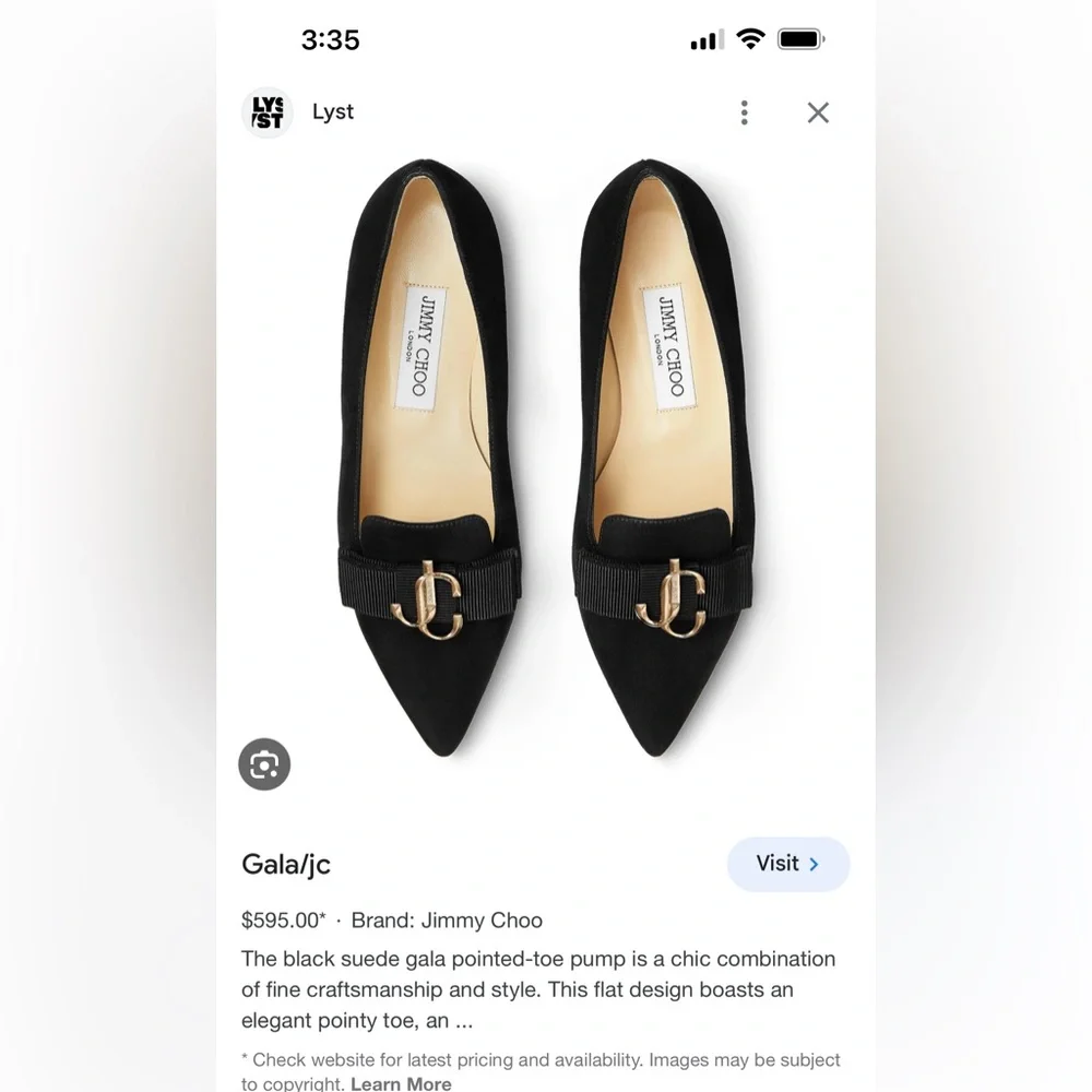 Jimmy Choo Black Flats with Gold Emblem - Picture 2 of 7